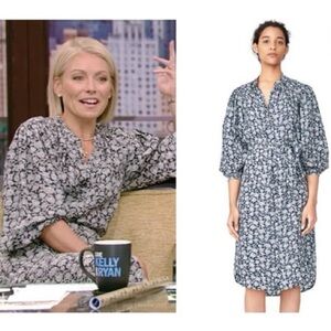Rebecca Taylor 3/4 Sleeve Green Capucine Floral Hammered Silk Shirtdress Sz 2